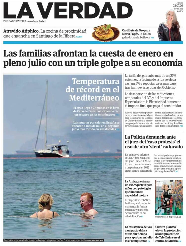 Portada de La Verdad de Murcia (Espa&ntilde;a)
