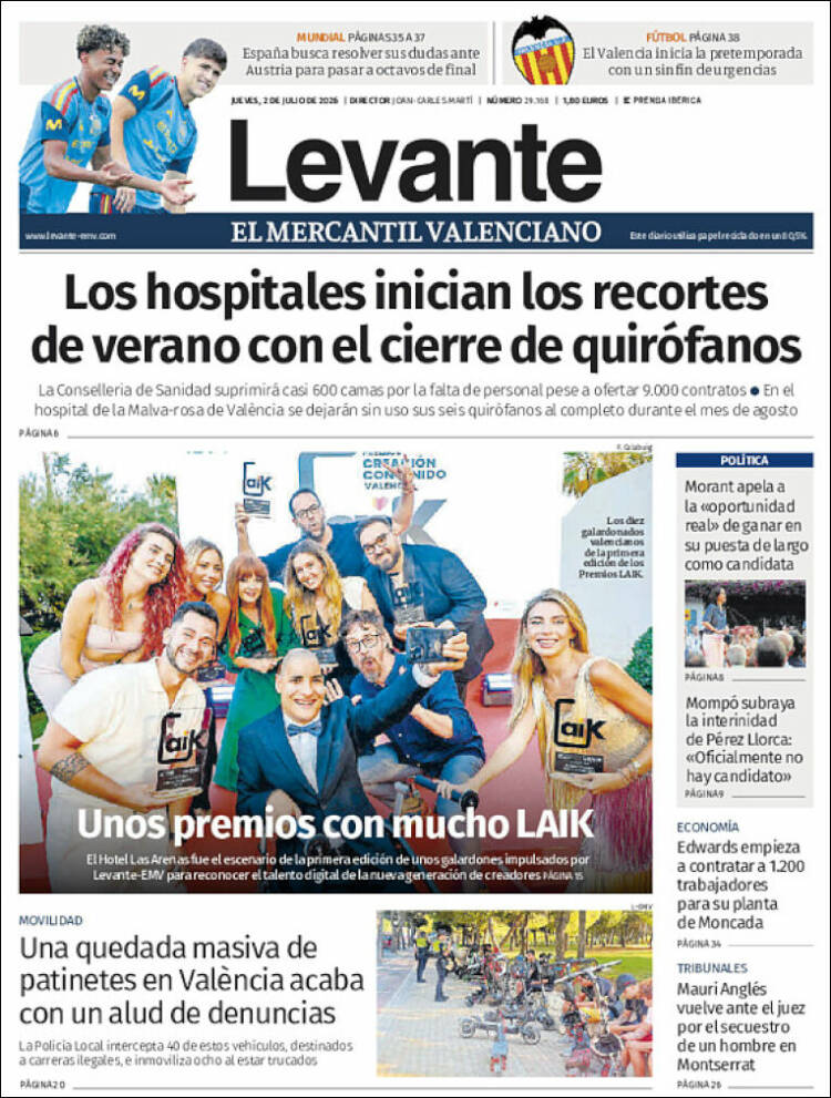 Portada de Levante (Espa&ntilde;a)