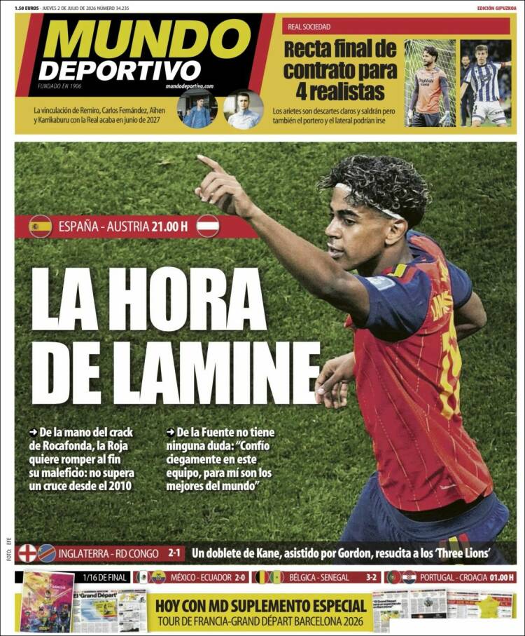Portada de Mundo Deportivo Gipuzkoa (Espa&ntilde;a)