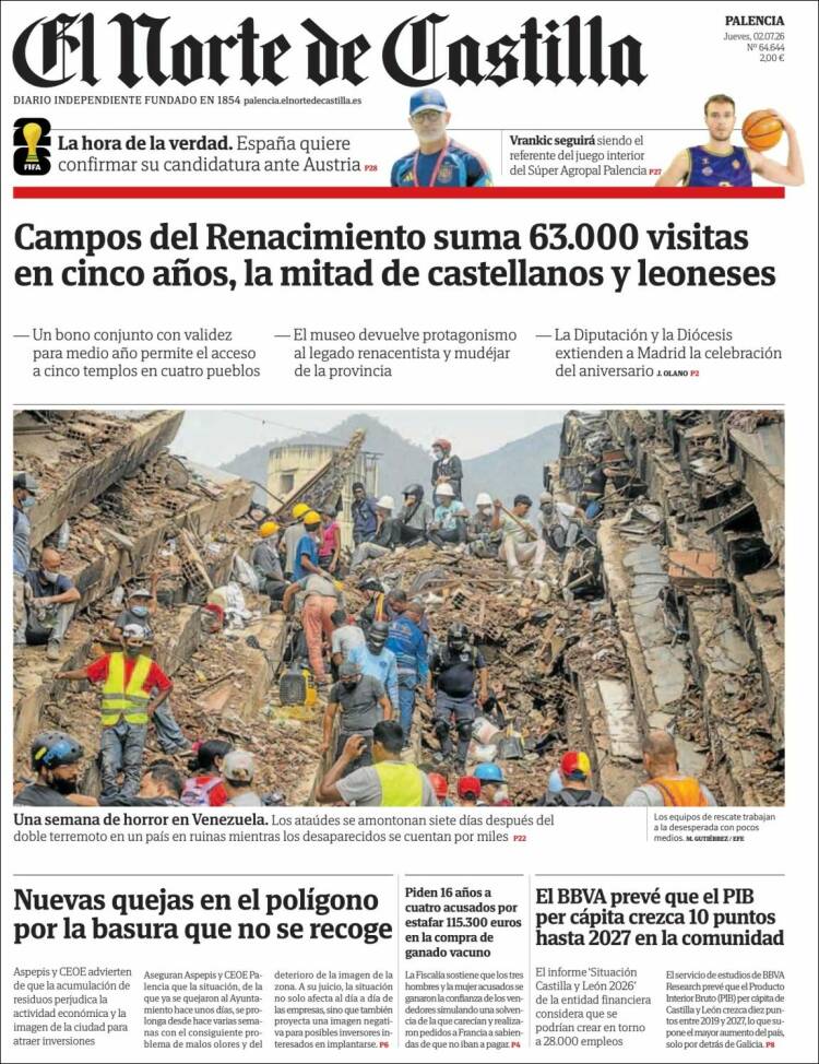 Portada de Norte de Castilla - Palencia (Espa&ntilde;a)
