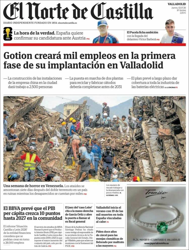 Portada de Norte de Castilla - Valladolid (Espa&ntilde;a)