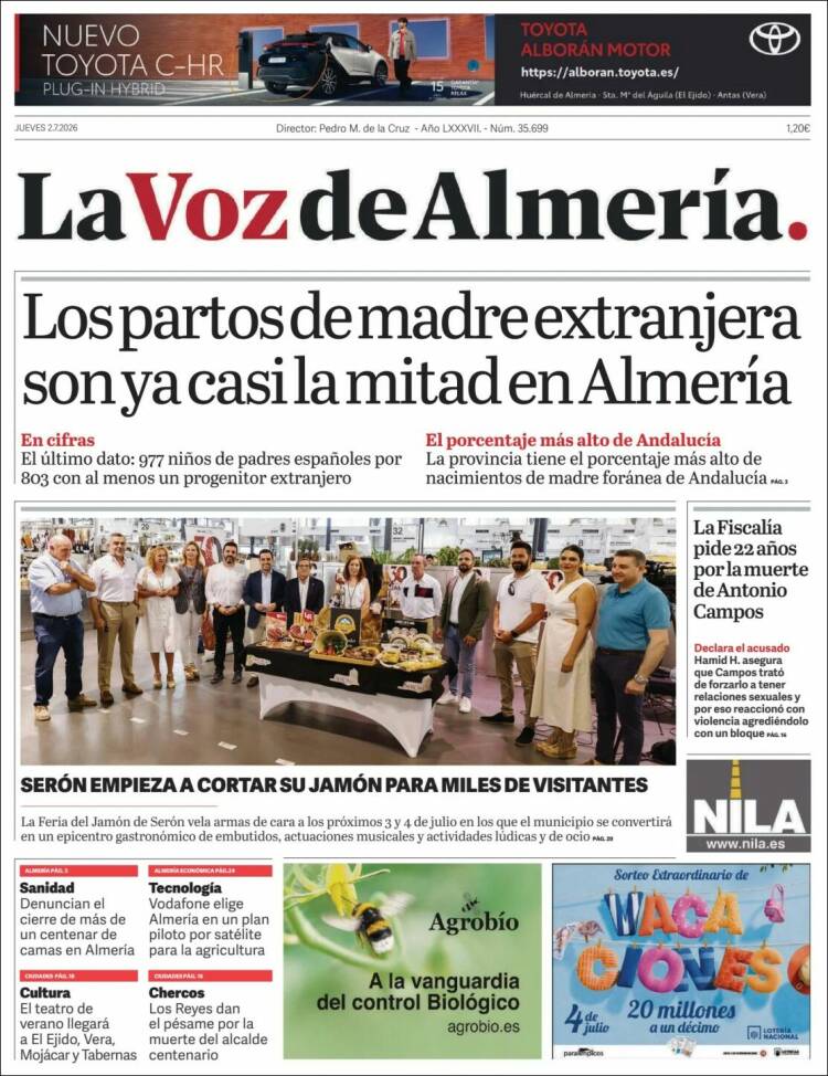 Portada de La Voz de Almería (Espa&ntilde;a)