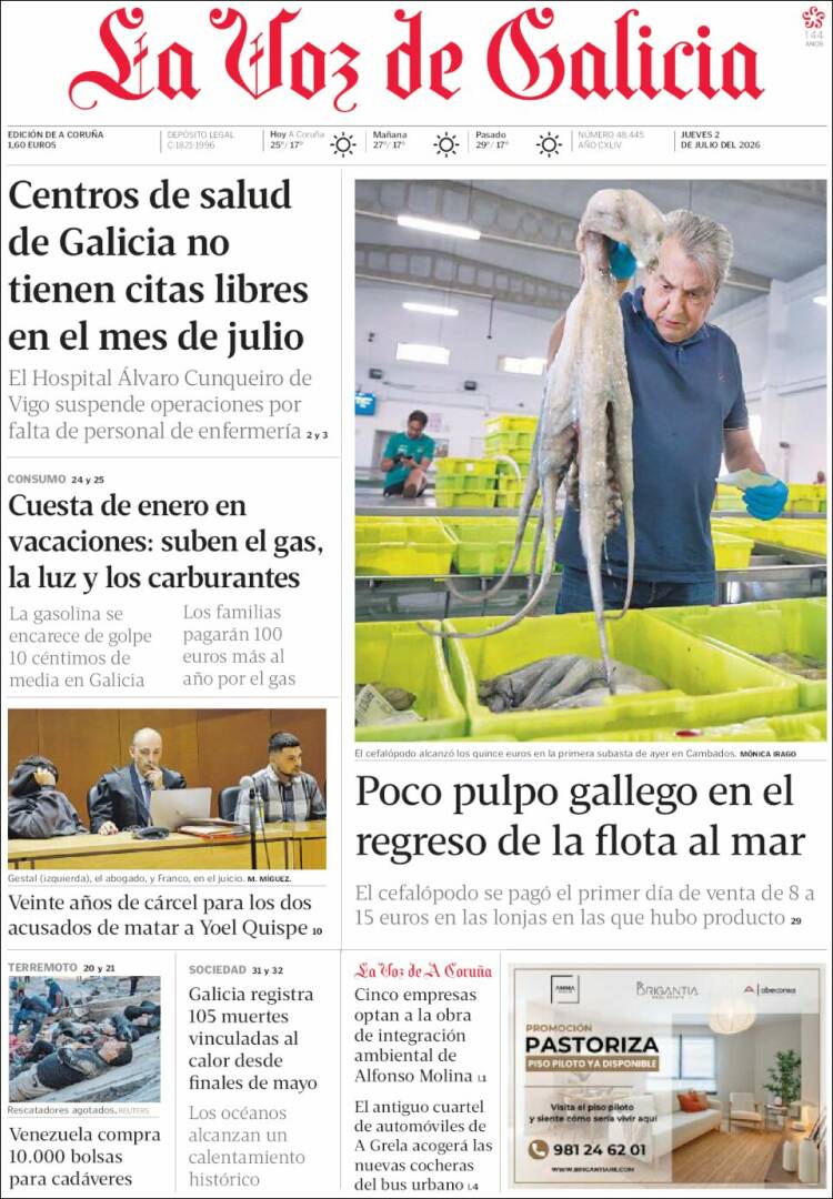 Portada de La Voz de Galicia (Espa&ntilde;a)
