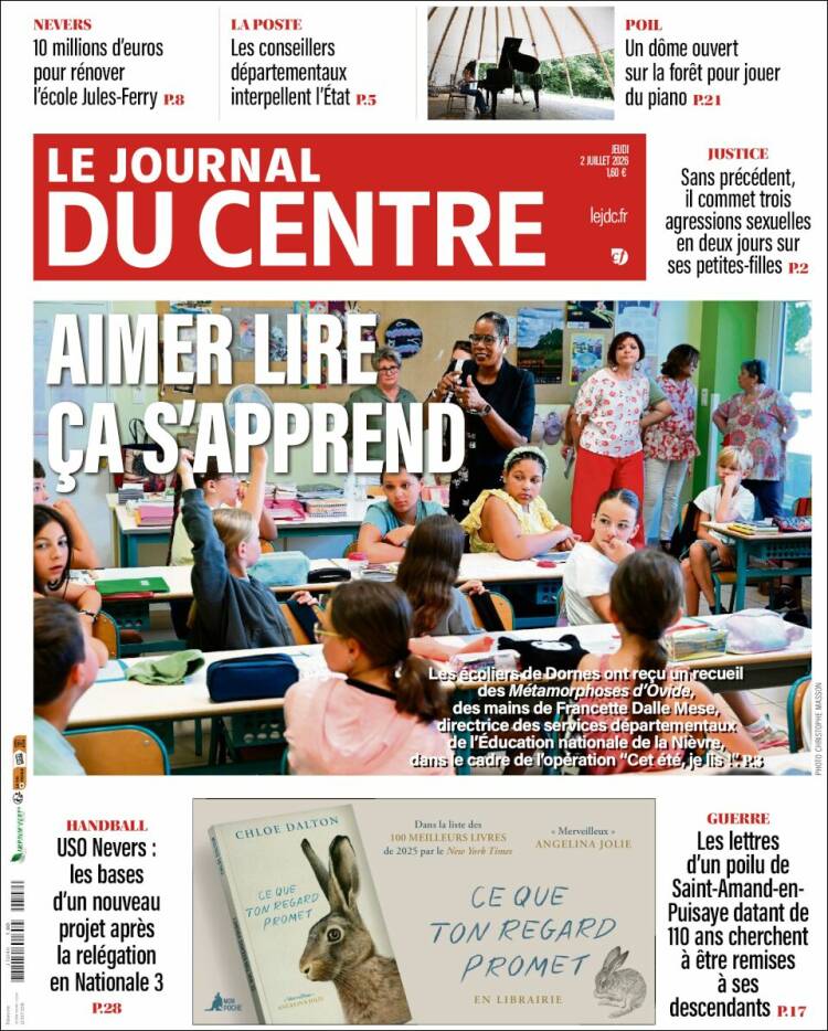 Portada de Le Journal du Centre (Francia)