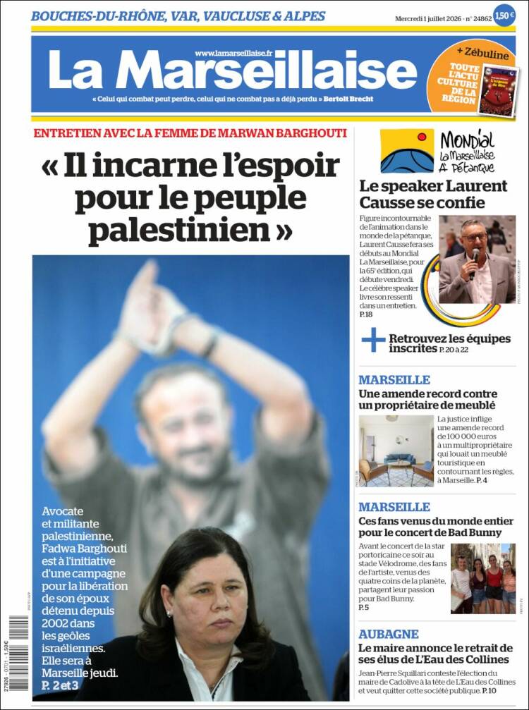 Portada de La Marseillaise (Francia)