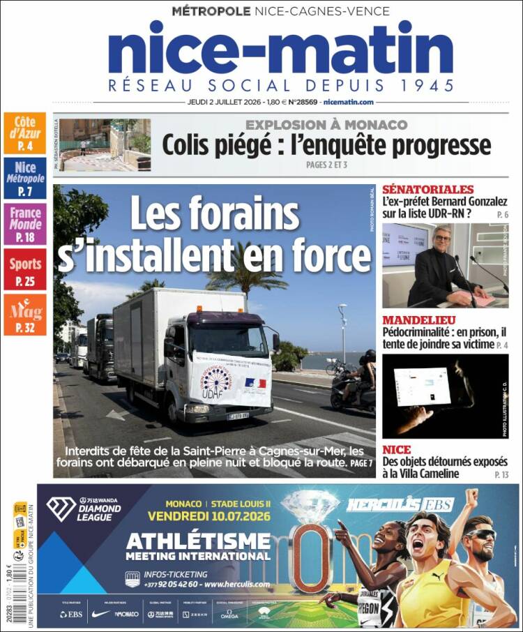Portada de Nice-Matin (Francia)