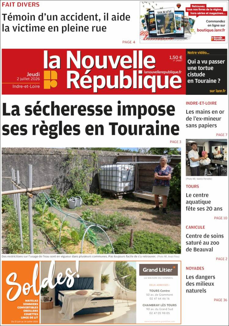 Portada de La Nouvelle Republique (Francia)