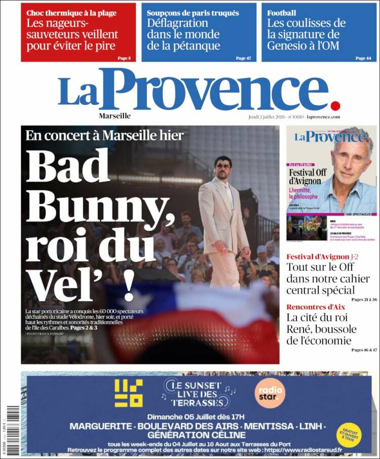 Portada de La Provence (Francia)