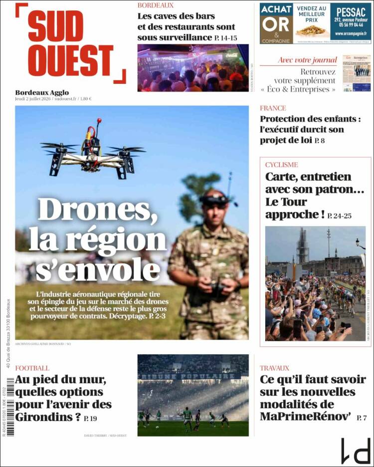 Portada de Sud Ouest (Francia)