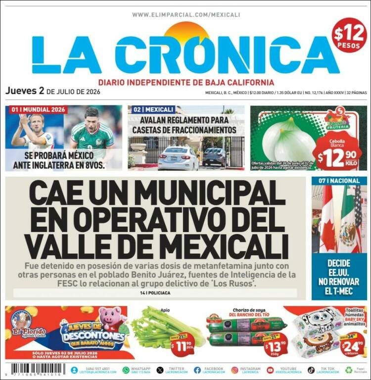 Portada de La Crónica de Baja California (M&eacute;xico)