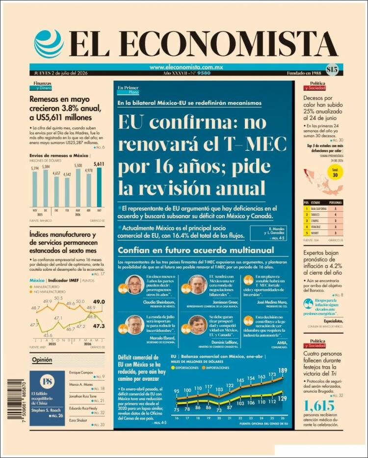 Portada de El Economista (M&eacute;xico)