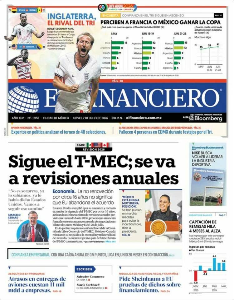Portada de El Financiero (M&eacute;xico)