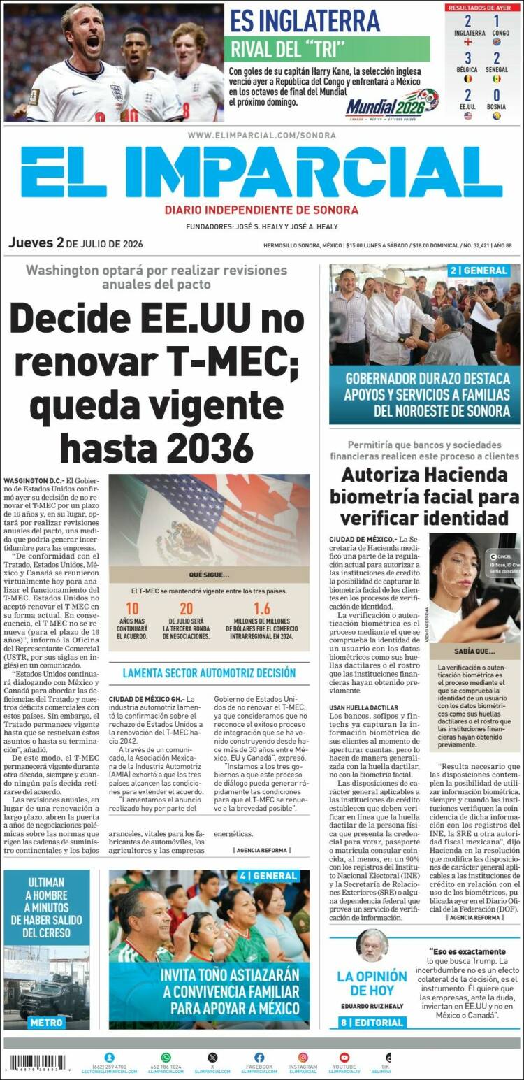 Portada de El Imparcial (M&eacute;xico)