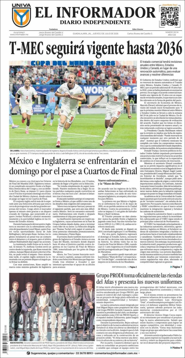 Portada de El Informador (M&eacute;xico)