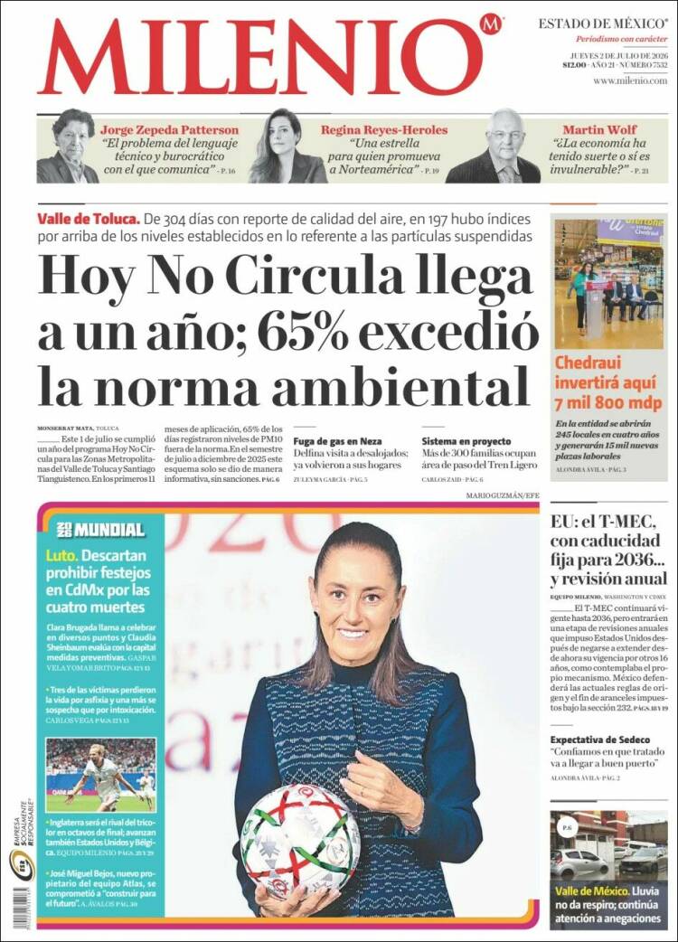 Portada de Milenio - Estado de México (M&eacute;xico)