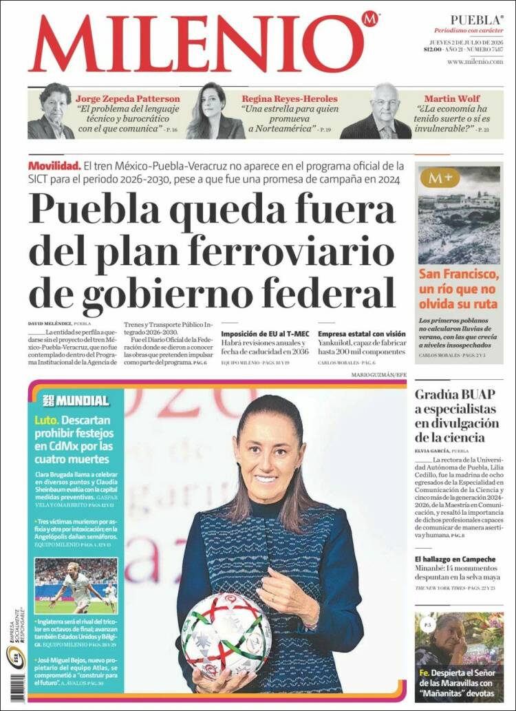 Portada de Milenio de Puebla (M&eacute;xico)