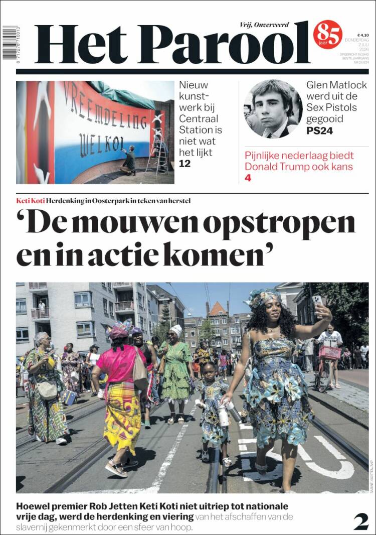 Portada de Het Parool (Pa&iacute;ses Bajos)