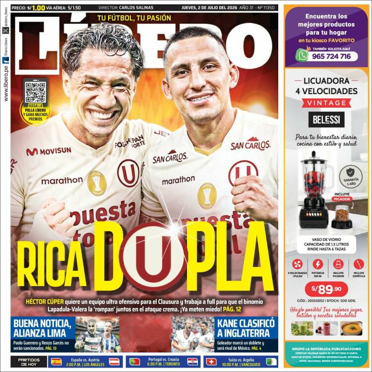 Portada de Líbero (Per&uacute;)