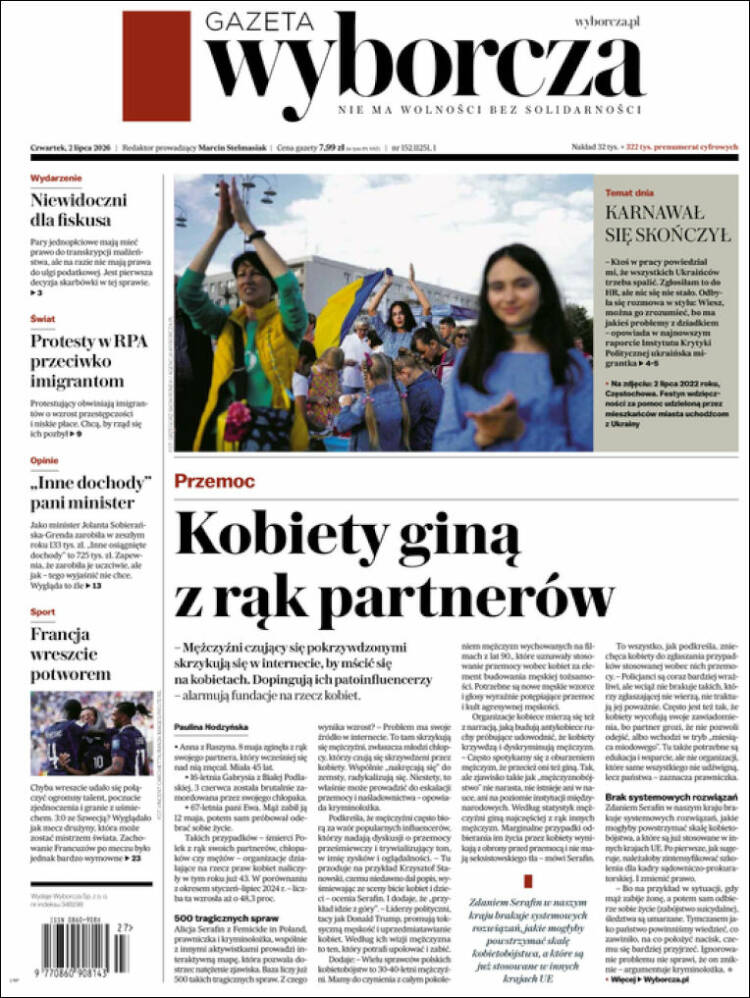 Portada de Gazeta Wyborcza (Polonia)
