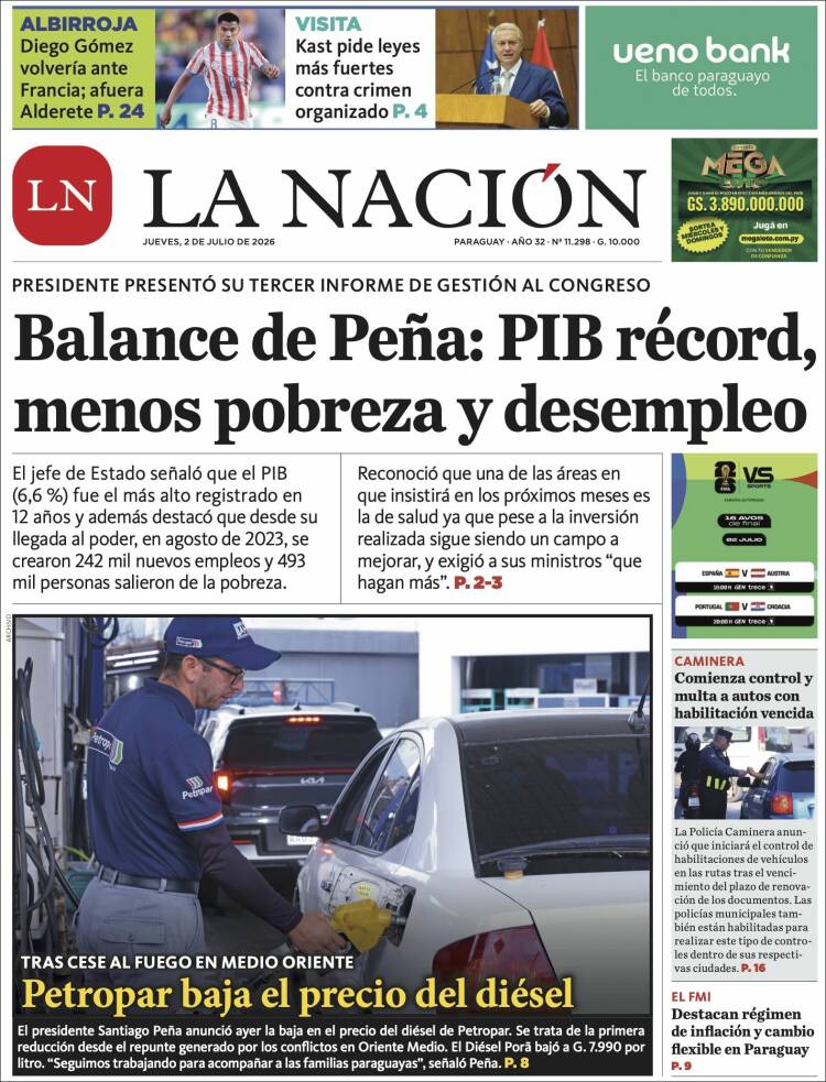 Portada de La Nación (Paraguay)