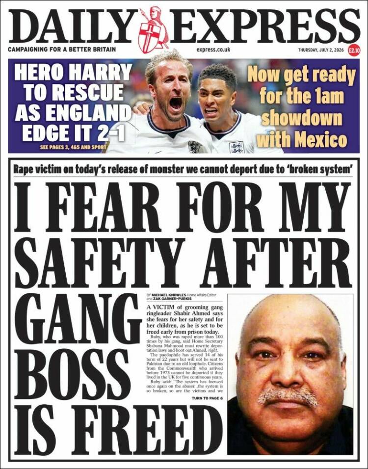 Portada de Daily Express (Reino Unido)