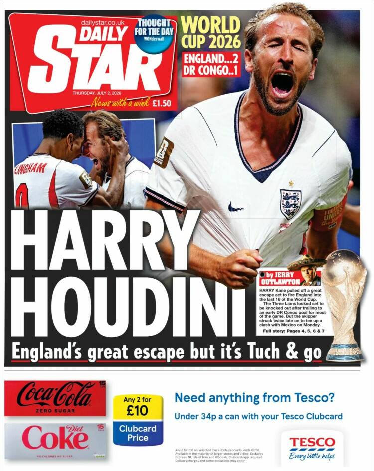 Portada de Daily Star (Reino Unido)