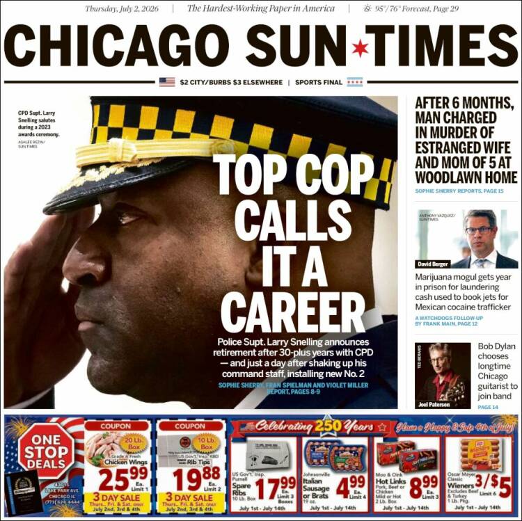 Portada de Chicago Sun-Times (USA)