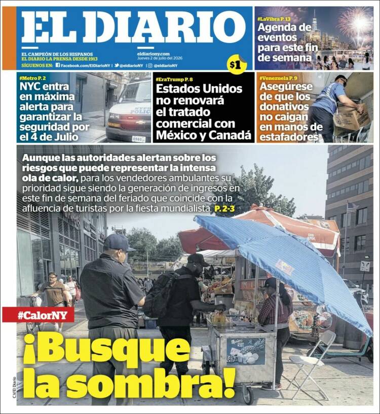 Portada de El Diario NY (USA)