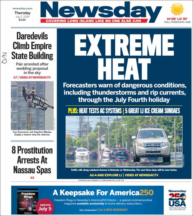 Portada de Newsday (USA)