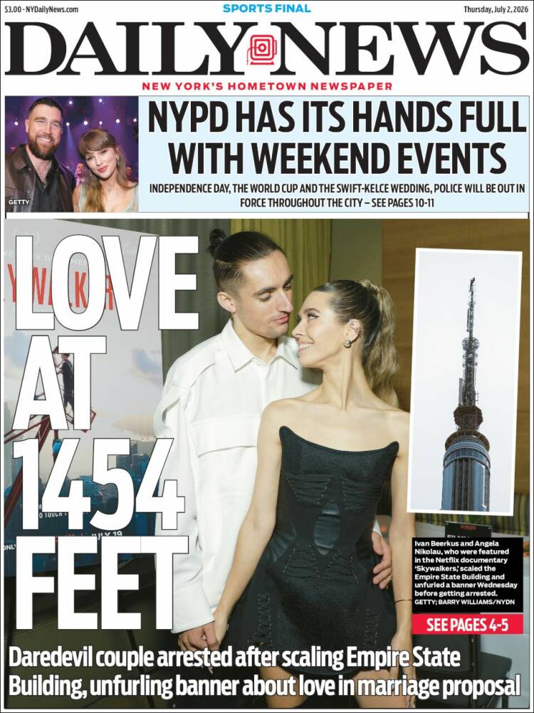Portada de Daily News - New York (USA)