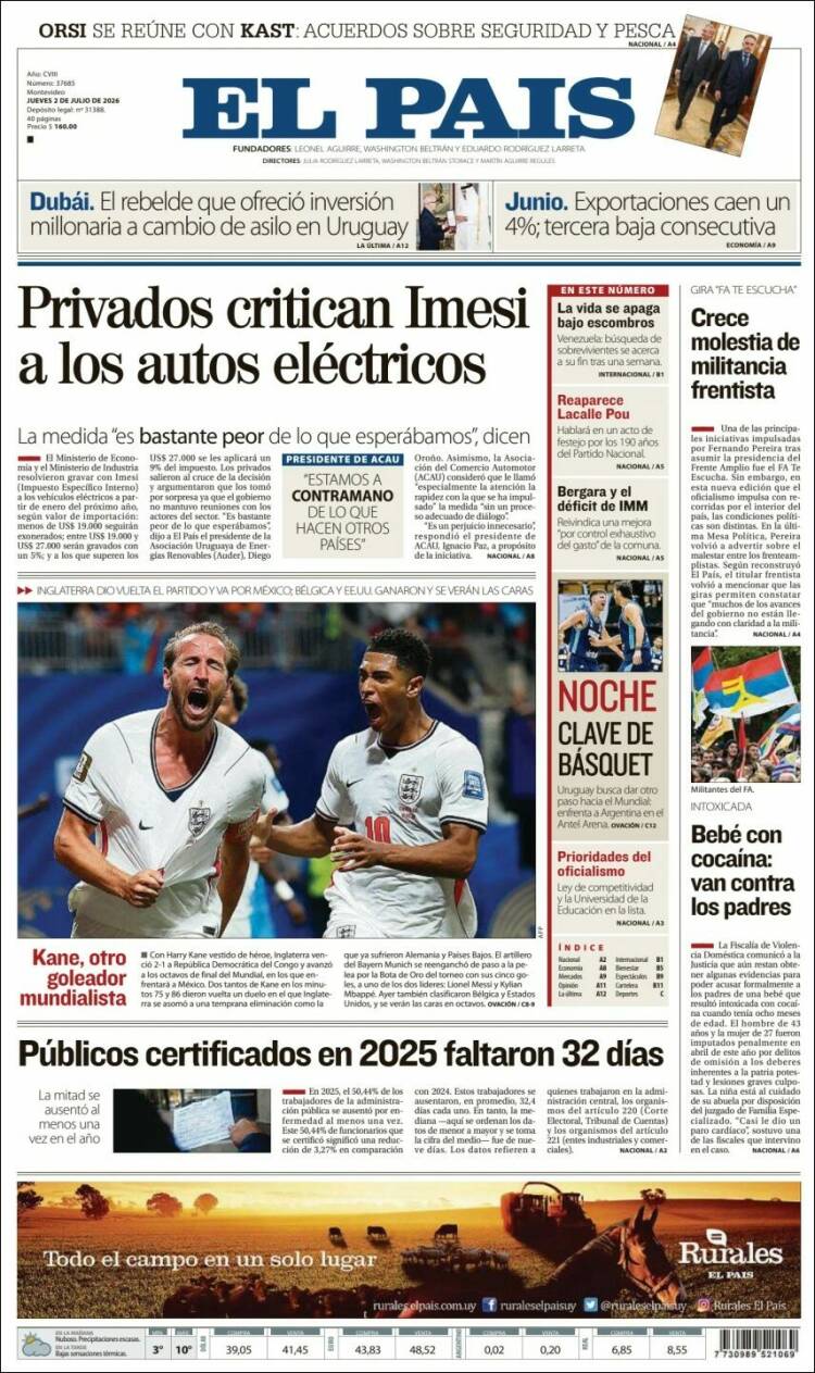 Portada de El País (Uruguay)