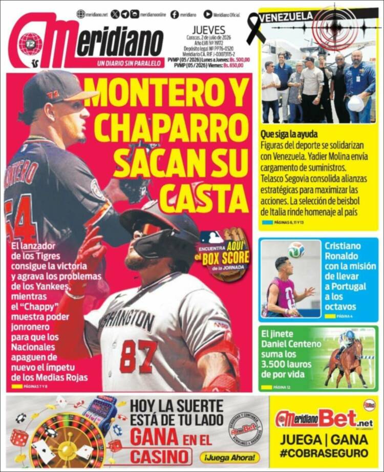 Portada de Meridiano (Venezuela)