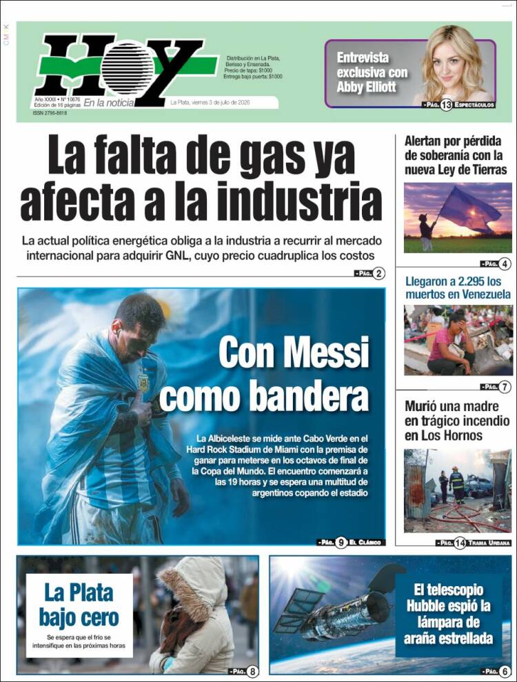 Portada de Diario Hoy (Argentina)