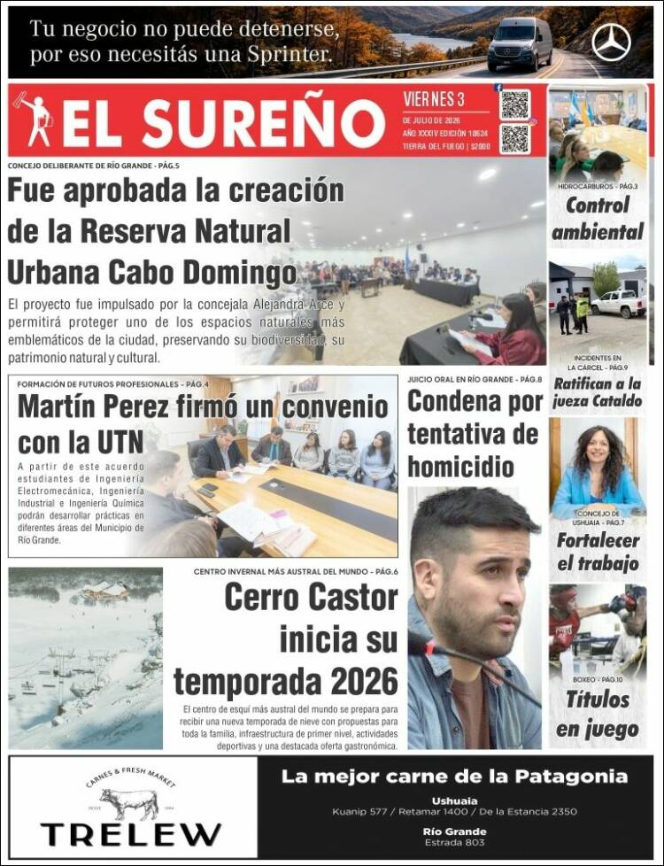 Portada de Diario El Sureño (Argentina)