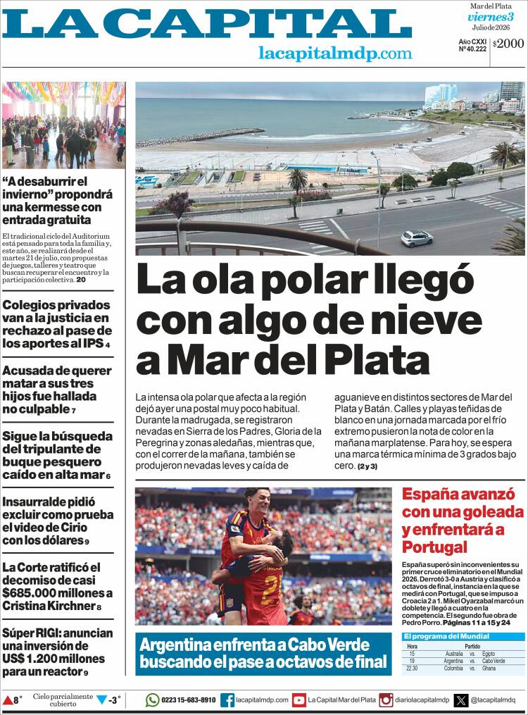 Portada de Diario La Capital - Mar del Plata (Argentina)