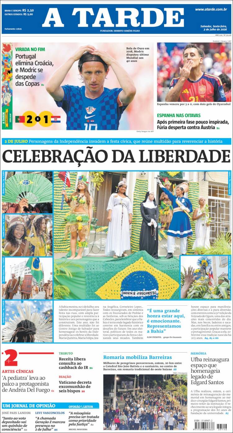 Portada de Diário A Tarde (Brasil)