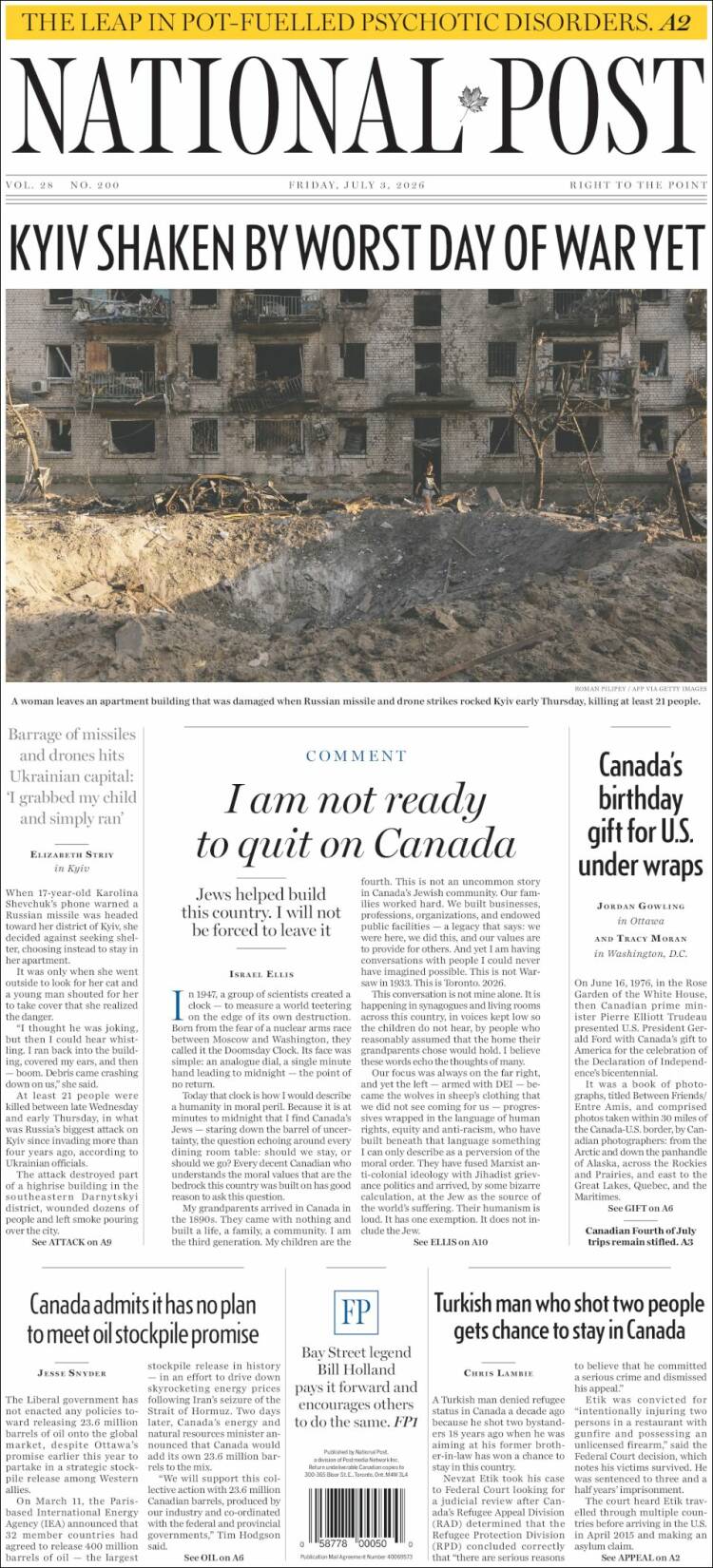 Portada de The National Post (Canad&aacute;)