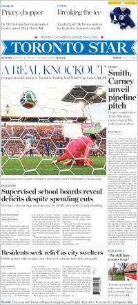 Portada de The Toronto Star (Canad&aacute;)
