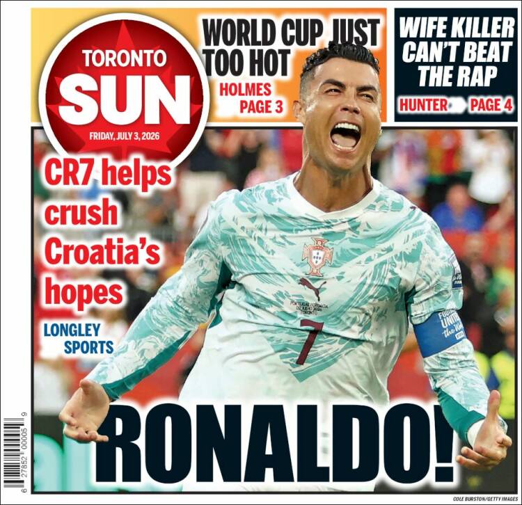 Portada de The Toronto Sun (Canad&aacute;)