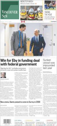Portada de The Vancouver Sun (Canad&aacute;)