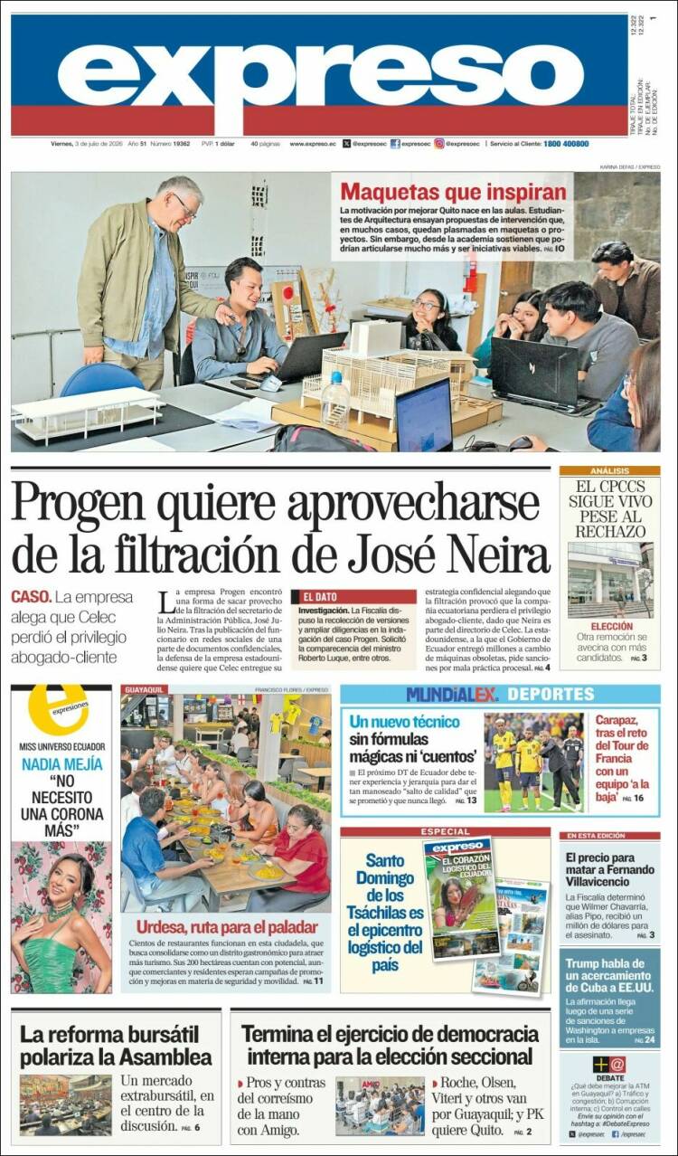 Portada de Expreso (Ecuador)