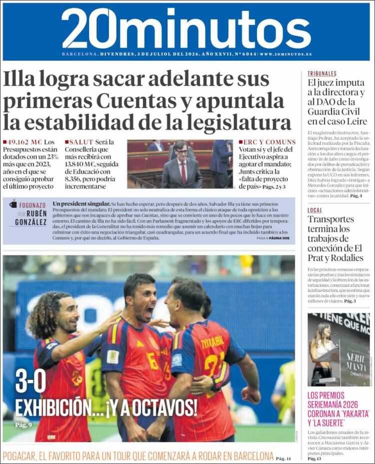 Portada de 20 Minutos - Barcelona (Espa&ntilde;a)