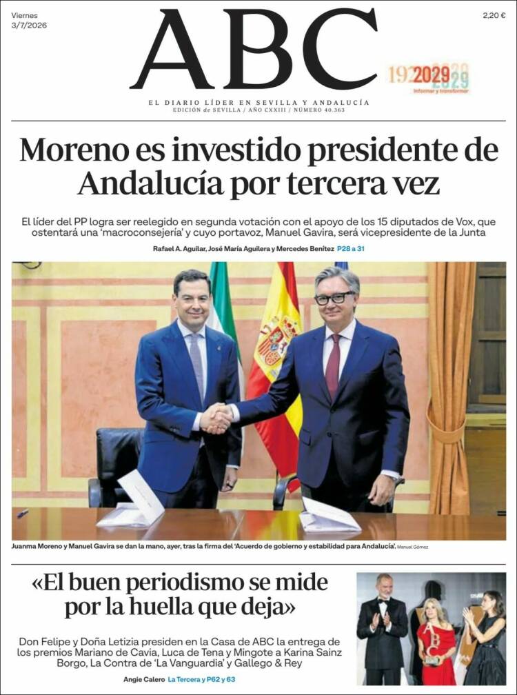 Portada de ABC - Sevilla (Espa&ntilde;a)