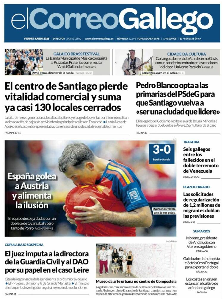 Portada de El Correo Gallego (Espa&ntilde;a)