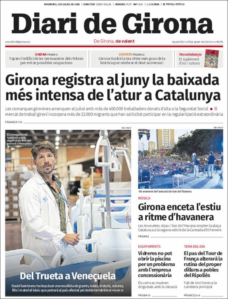 Portada de Diari de Girona (Espa&ntilde;a)