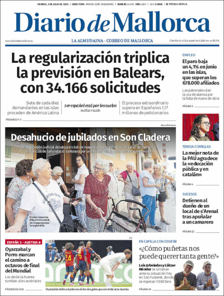 Portada de Diario de Mallorca (Espa&ntilde;a)