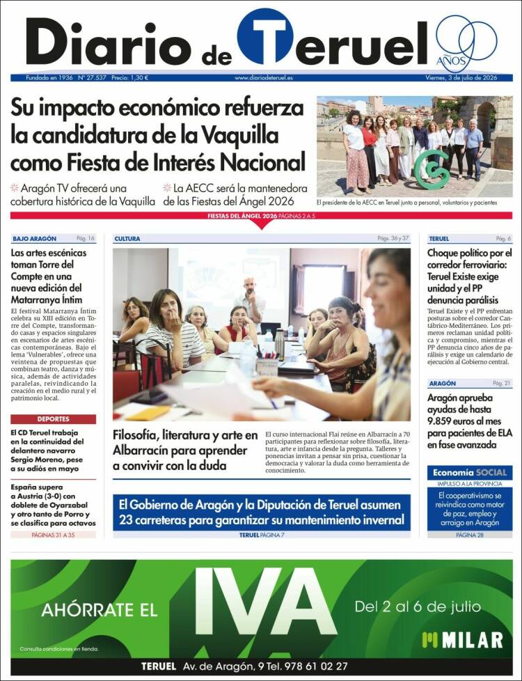 Portada de Diario de Teruel (Espa&ntilde;a)