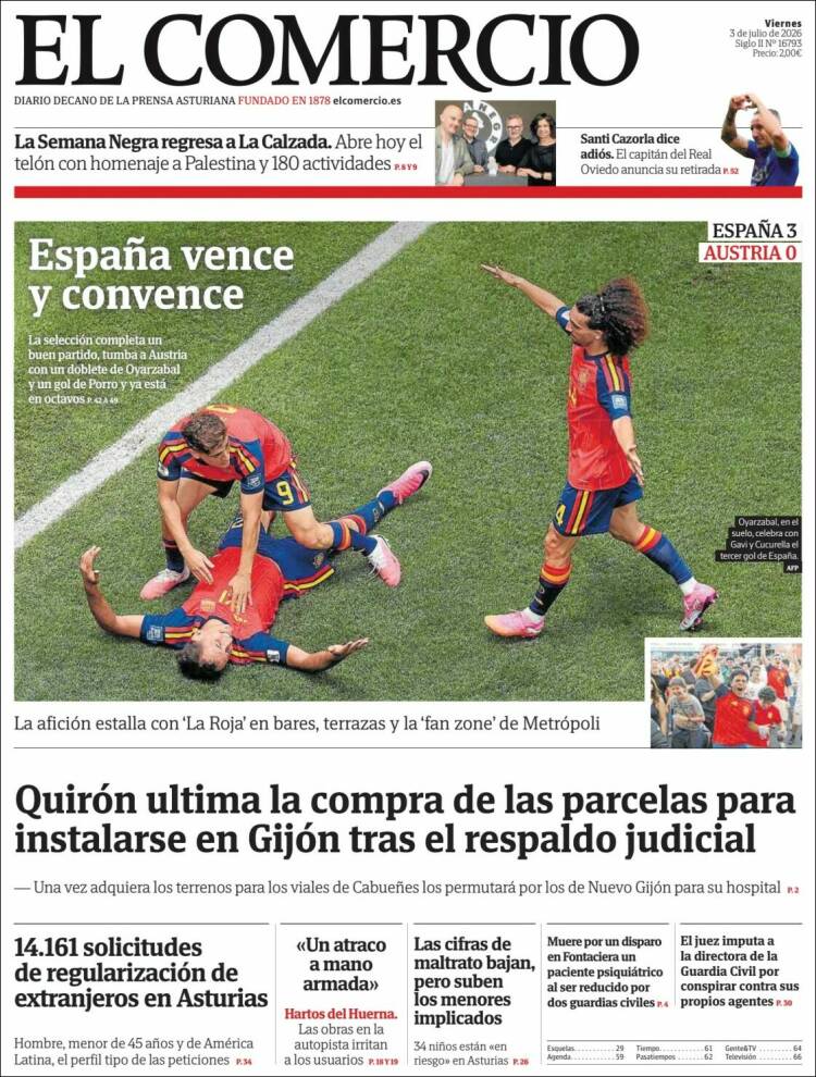 Portada de El Comercio - Gijón (Espa&ntilde;a)