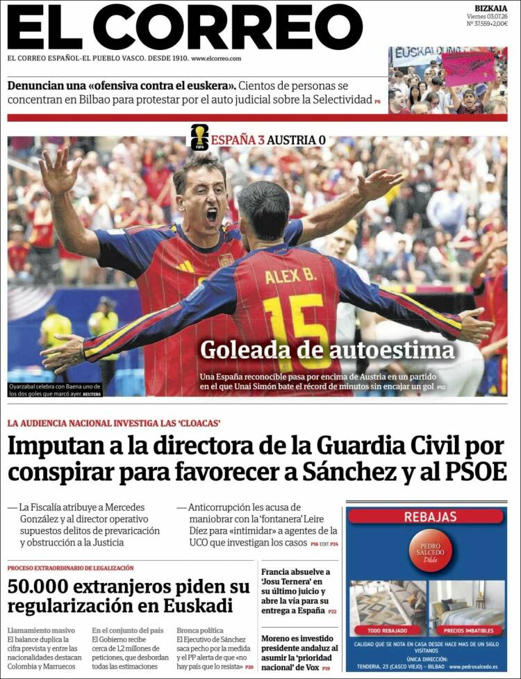 Portada de El Correo (Espa&ntilde;a)