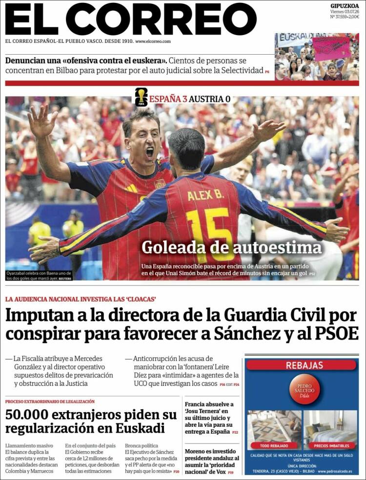 Portada de El Correo - Guipuzcoa (Espa&ntilde;a)